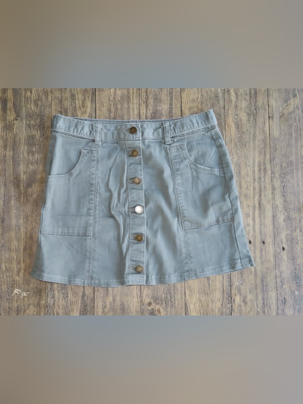 Jolt Light Blue Button-Front Mini Skirt
